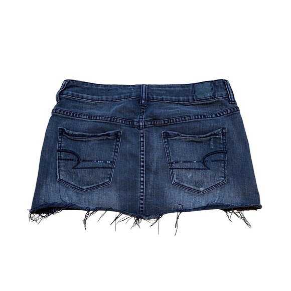 Y2K‎ American Eagle Black Wash Denim Mini Skirt Small - Picture 2 of 5